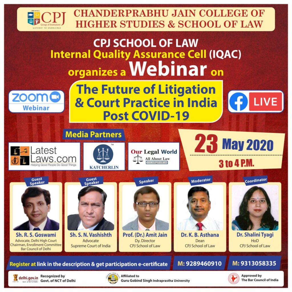 Webinar on The Future of Litigation & Court Practice in India Post COVID-19 1